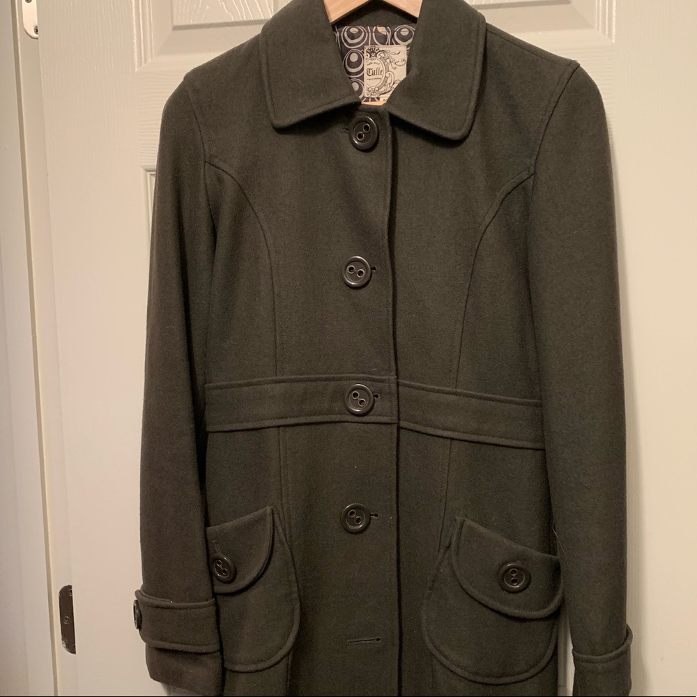 Olive wool pea coat